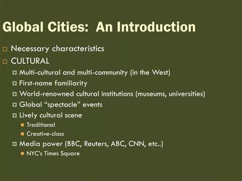Global Cities: Introduction .
